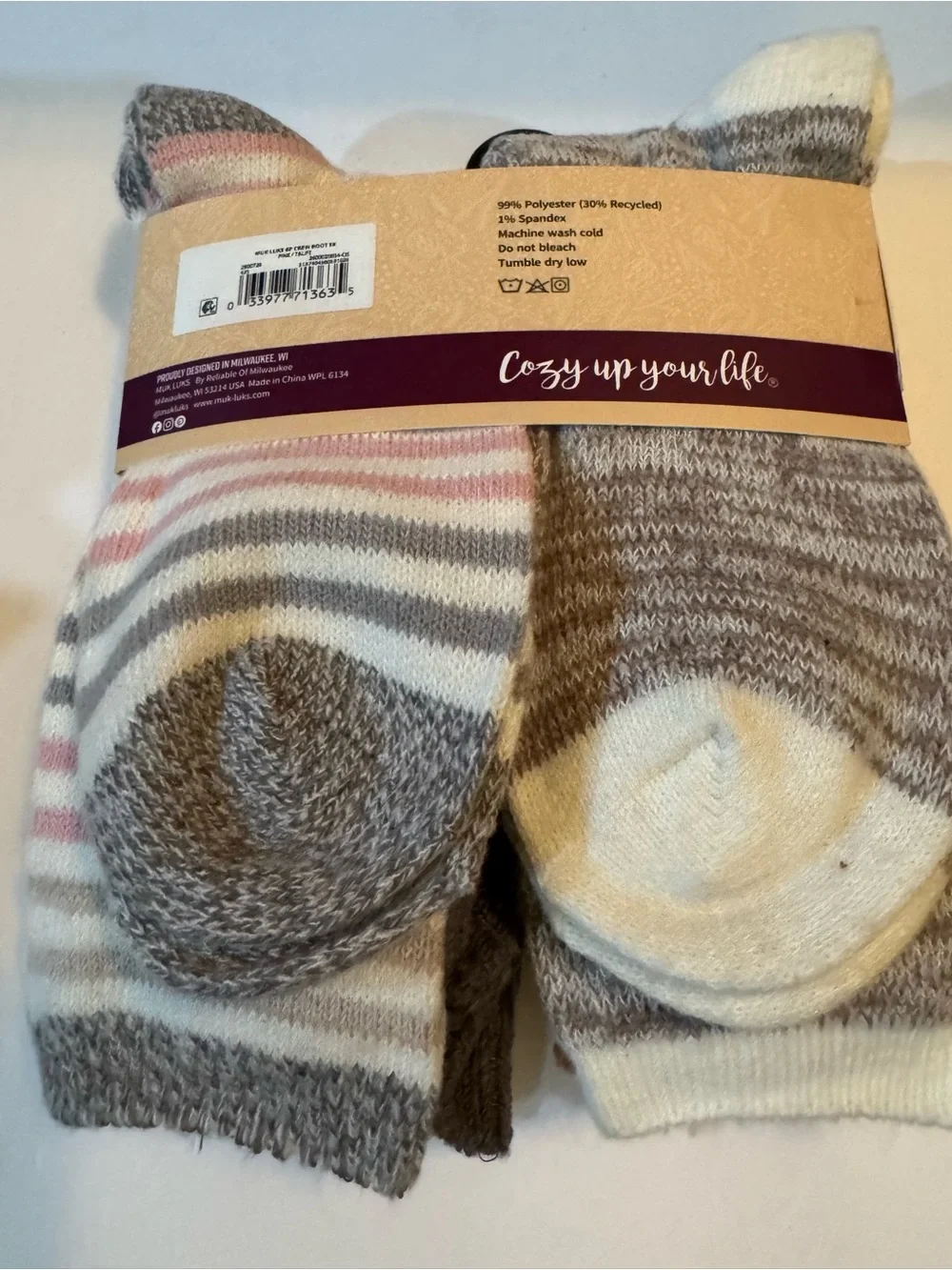 MUK LUKS Women’s Fluffy Dream Crew Boot Socks, 6 Packs, OSFM